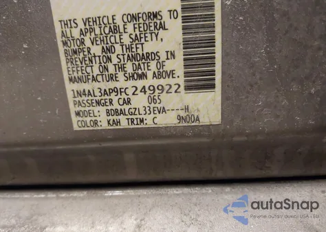 2015 Nissan Altima 2.5 S из США, поврежденный, VIN 1N4AL3AP9FC249922